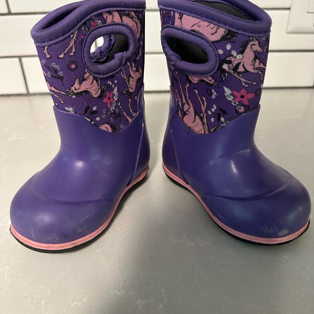 Bogs Purple Kids Rain Boots with Unicorn Design